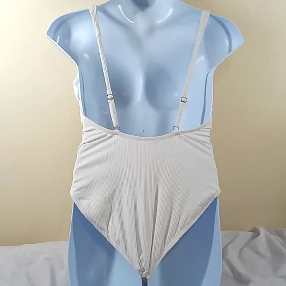 NEW Andie Bathing White Swimwear Women The Sardinia Ribbed One Piece Small - Picture 3 of 5
